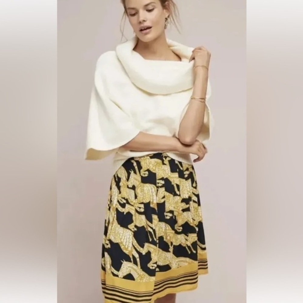 Anthropologie Maeve Pleated Horse Skirt